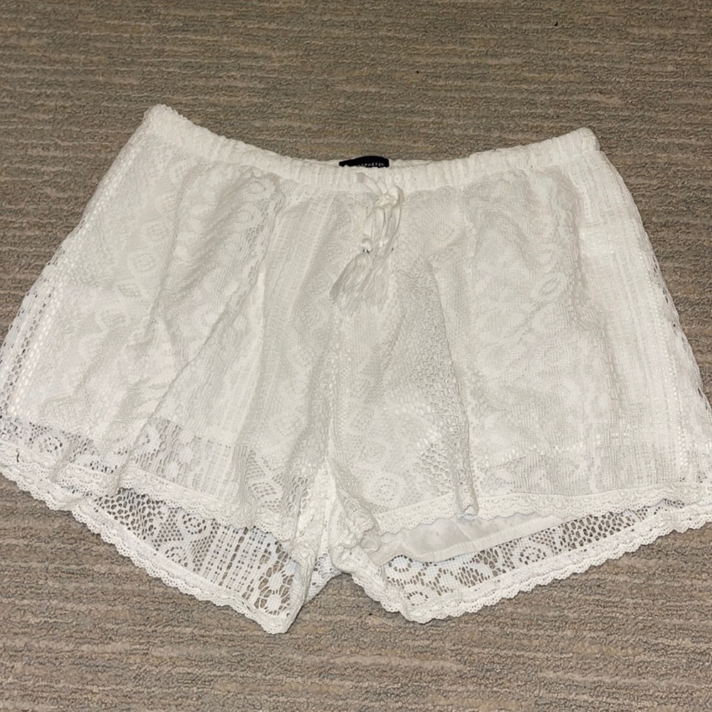 White Lace Flowy Shorts